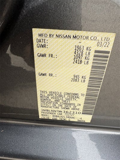 2022 Nissan Altima 2.5 SV