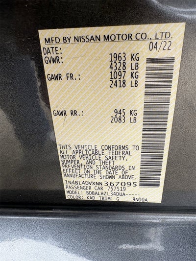 2022 Nissan Altima 2.5 SV