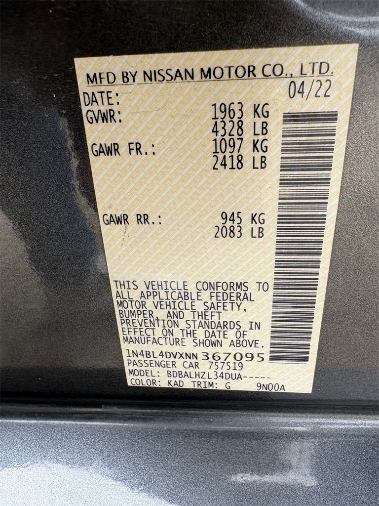 2022 Nissan Altima 2.5 SV