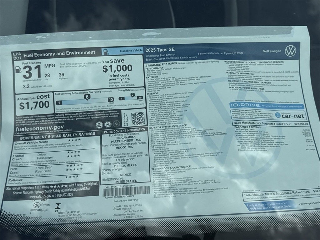 2025 Volkswagen Taos 1.5T SE