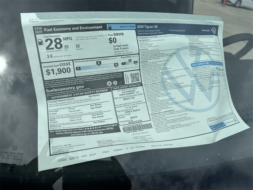 2025 Volkswagen Tiguan 2.0T SE