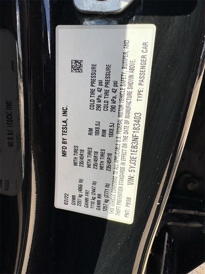 2022 Tesla Model 3 Long Range